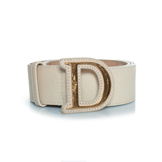 Dior, gold buckled D belt with beige leather - Image 2