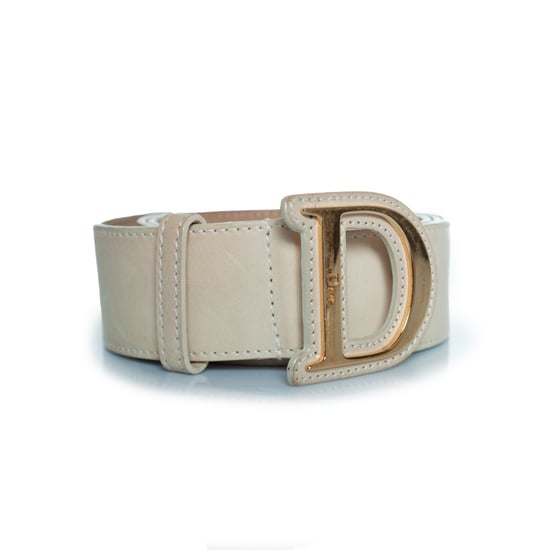 Dior, gold buckled D belt with beige leather - Image 3
