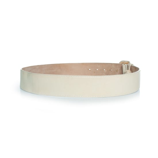 Dior, gold buckled D belt with beige leather - Image 4