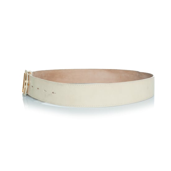 Dior, gold buckled D belt with beige leather - Image 5