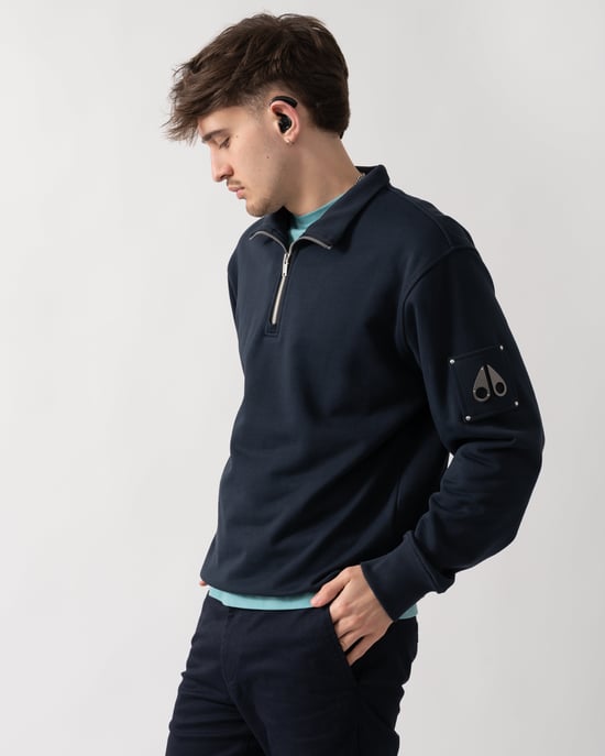 Hartsfield 1/4 Zip Sweatshirt in Dark Blue - Image 2
