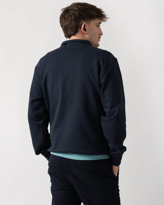 Hartsfield 1/4 Zip Sweatshirt in Dark Blue - Image 3