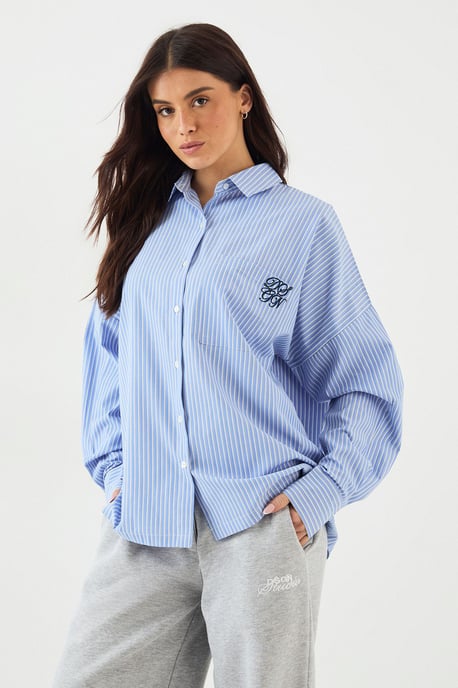 DSGN Studio Oversized Cotton Poplin Stripe Shirt - Image 1
