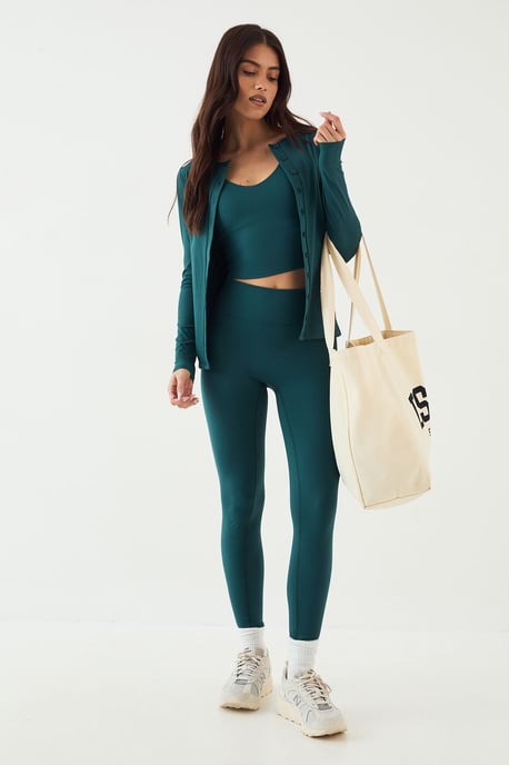 DSGN Studio Sculpt Rib Button Through Long Sleeve Top - Image 3