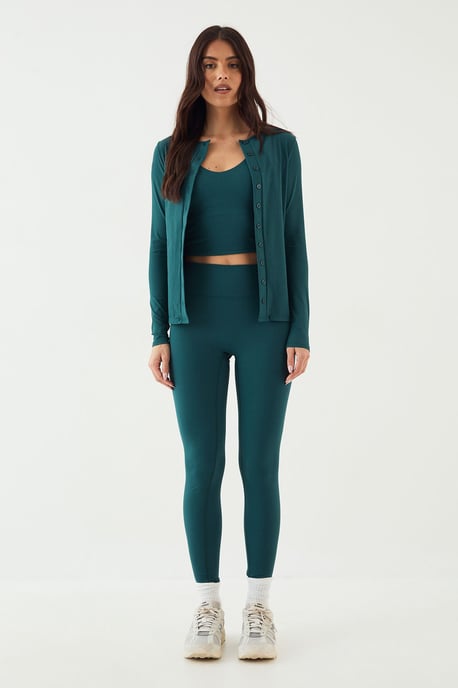 DSGN Studio Sculpt Rib Button Through Long Sleeve Top - Image 5