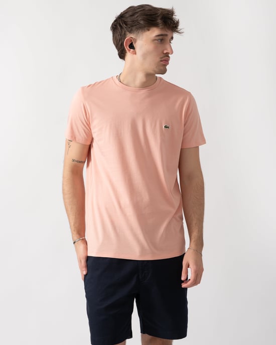 Crew Neck T-Shirt in Coral - Image 2