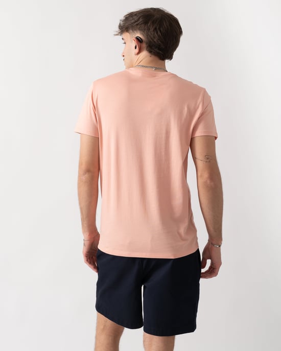 Crew Neck T-Shirt in Coral - Image 3