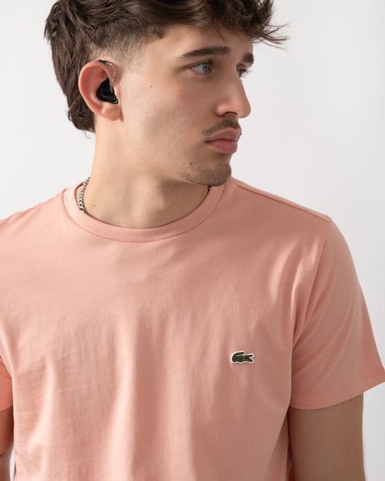 Crew Neck T-Shirt in Coral - Image 4