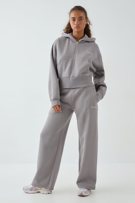 DSGN Studio Deep Hem Boxy Crop Zip Through Hooded Tracksuit - Image 1