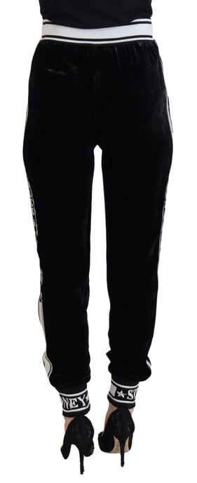 Dolce & Gabbana Zwarte DG Logo Fluwelen Broek - Image 3