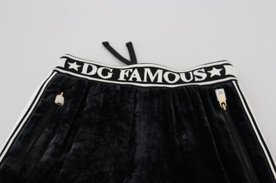 Dolce & Gabbana Zwarte DG Logo Fluwelen Broek - Image 4