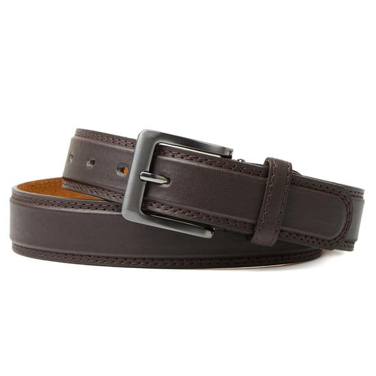 Men’s Belt – Double Stitched 1.25″ Leather Lined Belt in Brown - Image 3