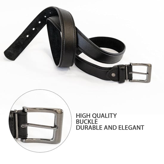 Men’s Belt – Double Stitched 1.25″ Leather Lined Belt in Black - Image 3