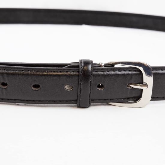 Men’s Black Belt, Leather Lined Classic 1″ Slim Belt - Image 3