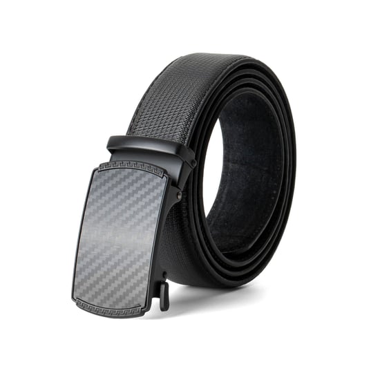 Men’s Ratchet Belt, Adjustable No-Hole Dress Belt 1.25" in Black - Image 1