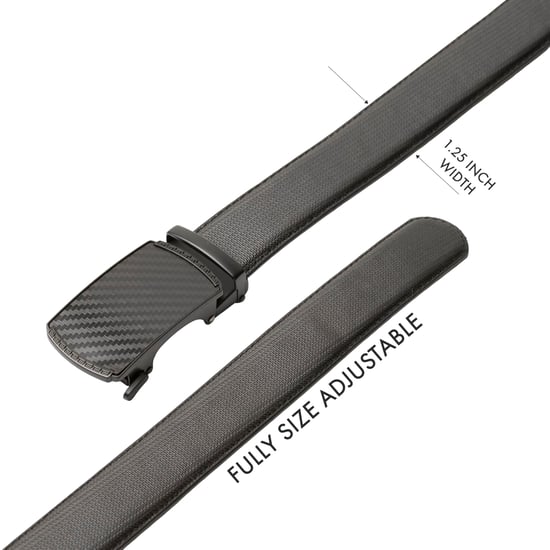 Men’s Ratchet Belt, Adjustable No-Hole Dress Belt 1.25" in Black - Image 3