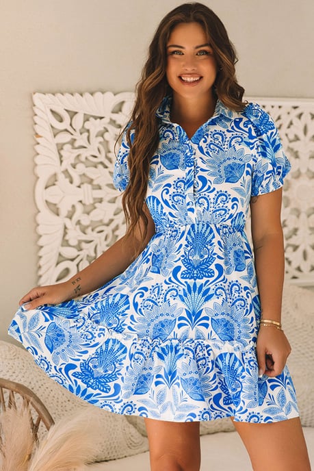 Floral Mini Dress Tiered Skirt - Image 2