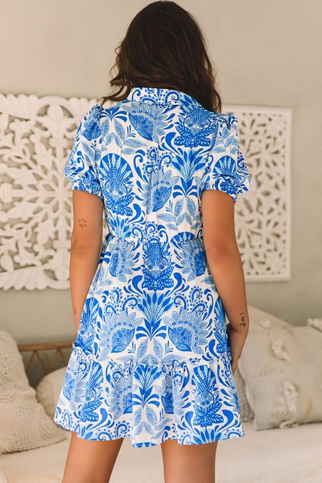 Floral Mini Dress Tiered Skirt - Image 3