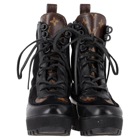 Louis Vuitton Suede Monogram Laureate Desert Boots in Black Coated Canvas - Image 2