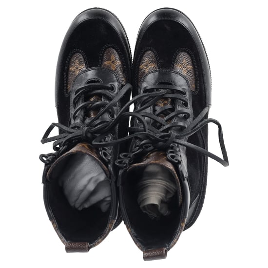 Louis Vuitton Suede Monogram Laureate Desert Boots in Black Coated Canvas - Image 3
