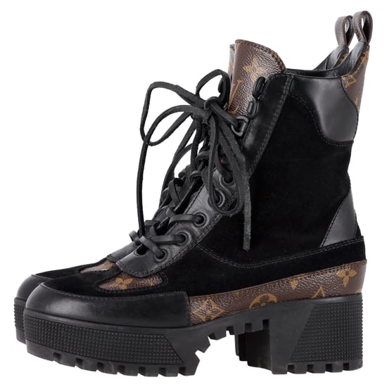 Louis Vuitton Suede Monogram Laureate Desert Boots in Black Coated Canvas - Image 4