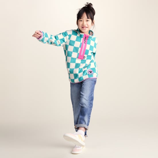 Brecknock Kids Shaun the Sheep Fleece Zip Neck - Spearmint/Woolly Checkerboard - Image 1