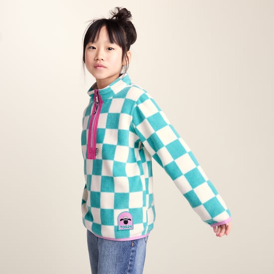 Brecknock Kids Shaun the Sheep Fleece Zip Neck - Spearmint/Woolly Checkerboard - Image 3