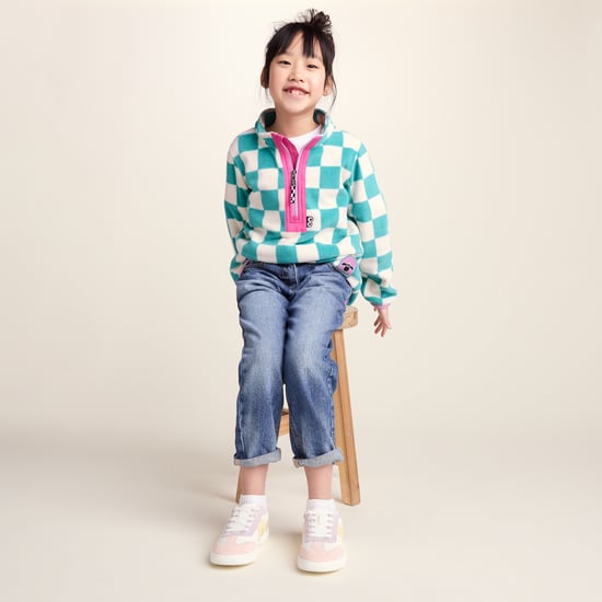 Brecknock Kids Shaun the Sheep Fleece Zip Neck - Spearmint/Woolly Checkerboard - Image 4
