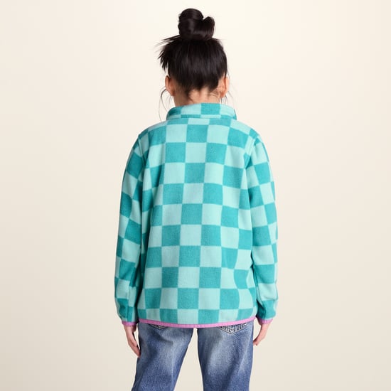 Lacaune Kids Shaun the Sheep Fleece Zip Jacket - Spearmint/Bubblegum Checkerboard - Image 2