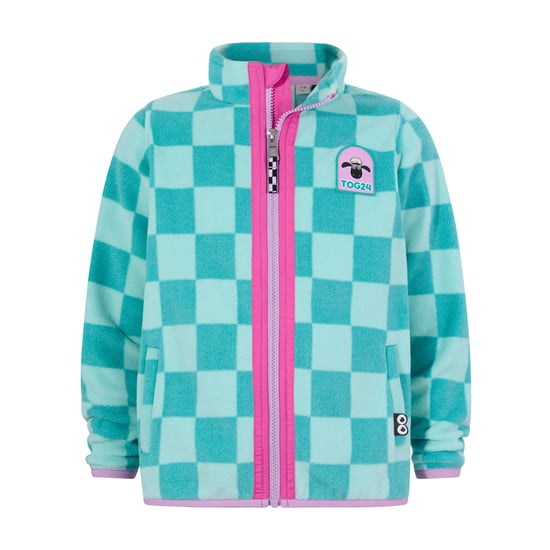 Lacaune Kids Shaun the Sheep Fleece Zip Jacket - Spearmint/Bubblegum Checkerboard - Image 5