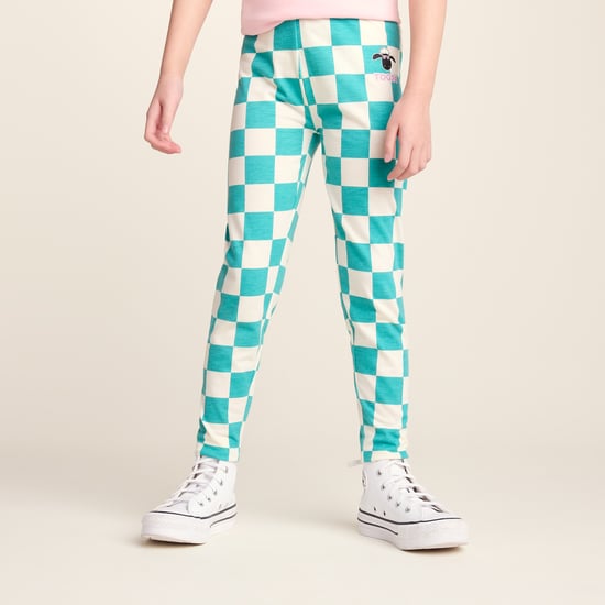 Harri Kids Shaun the Sheep Legging - Spearmint Woolly Checkerboard - Image 3