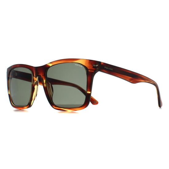 Police Square Mens Shiny Striped Brown Green SPLN35 Champ 9 - Image 3