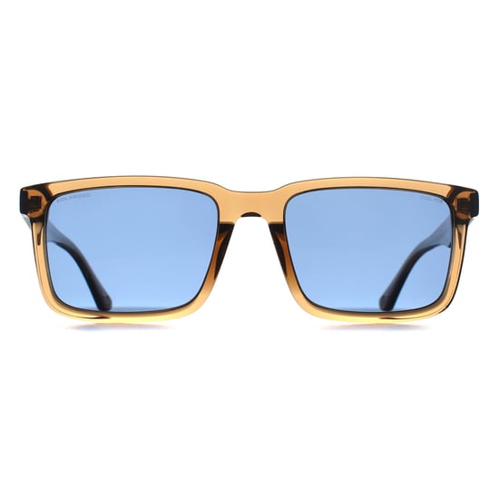 Police Rectangle Mens Shiny Transparent Light Brown Blue Polarized SPLP21E Origins Lite 30 - Image 2