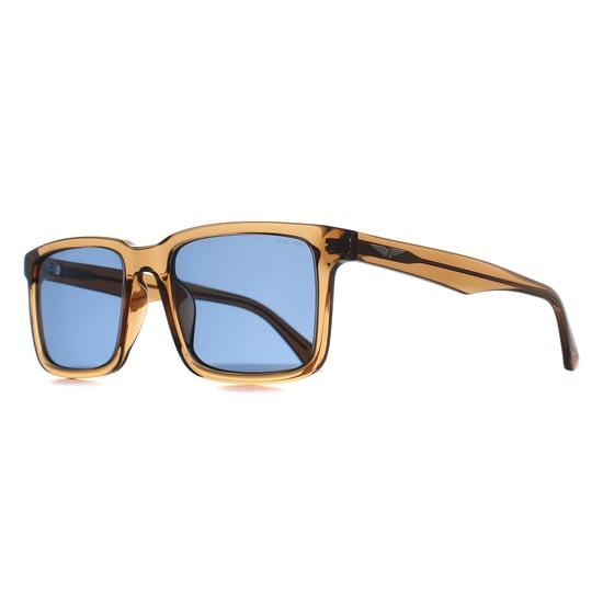Police Rectangle Mens Shiny Transparent Light Brown Blue Polarized SPLP21E Origins Lite 30 - Image 3