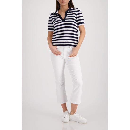 Monari  ajour polo jumper with rhinestones 410906 756 striped - Image 5