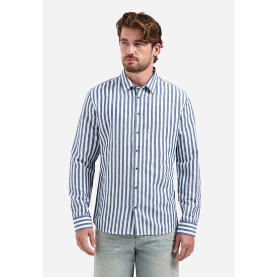 No Excess Shirt vertical big stripe with linen dessin - Image 1