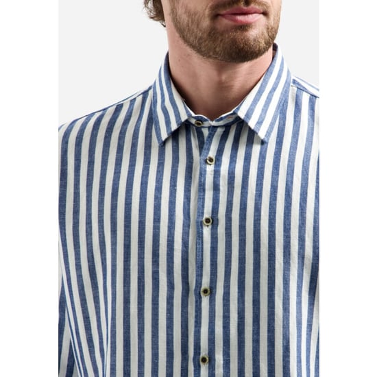 No Excess Shirt vertical big stripe with linen dessin - Image 4