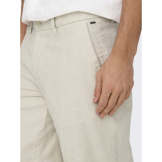 Only & Sons Onsmark 0011 cotton linen shorts no beige - Image 2