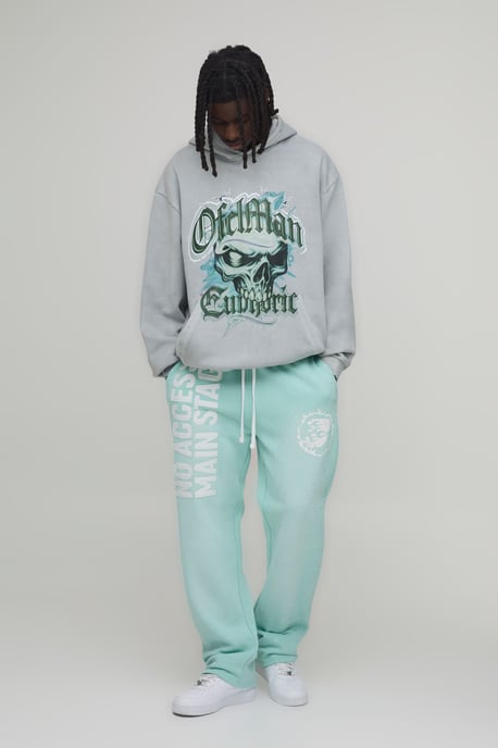 Oversized Euphoric Skull Graphic Washed Hoodie - Image 2