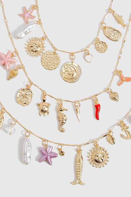 Statement 3 Pack Layered Charm Necklace - Image 2