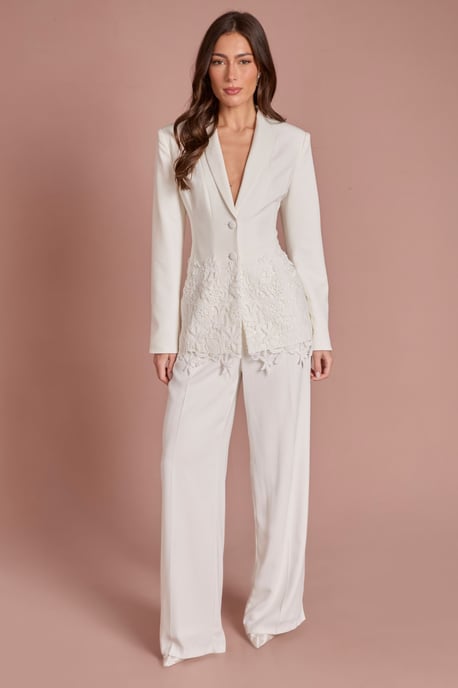 Single Breasted Lace Trim Fitted Blazer - Image 1