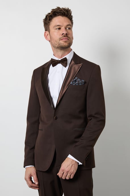 Chocolate Peak Collar Slim Fit Tuxedo Jacket - Image 1