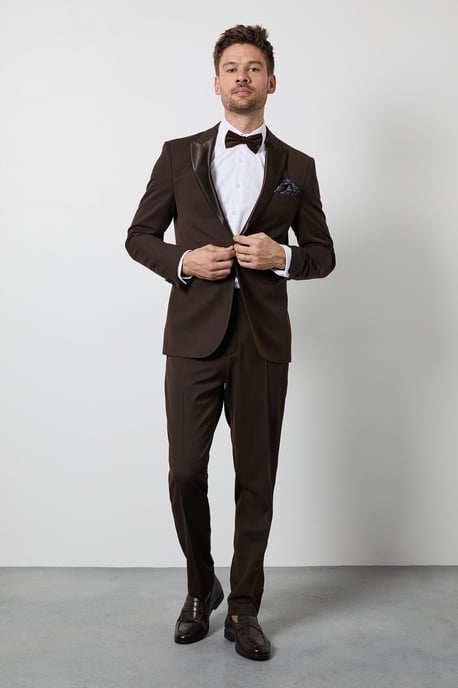Chocolate Peak Collar Slim Fit Tuxedo Jacket - Image 2