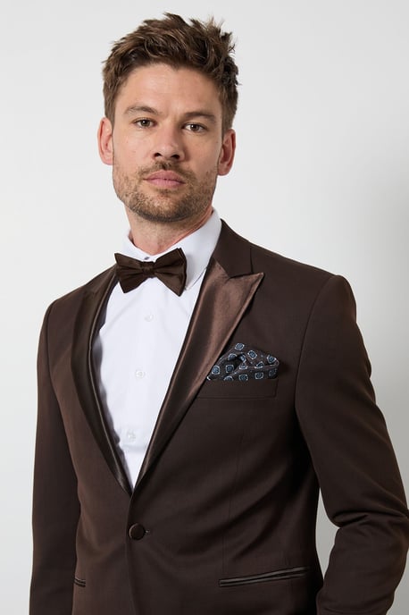 Chocolate Peak Collar Slim Fit Tuxedo Jacket - Image 4