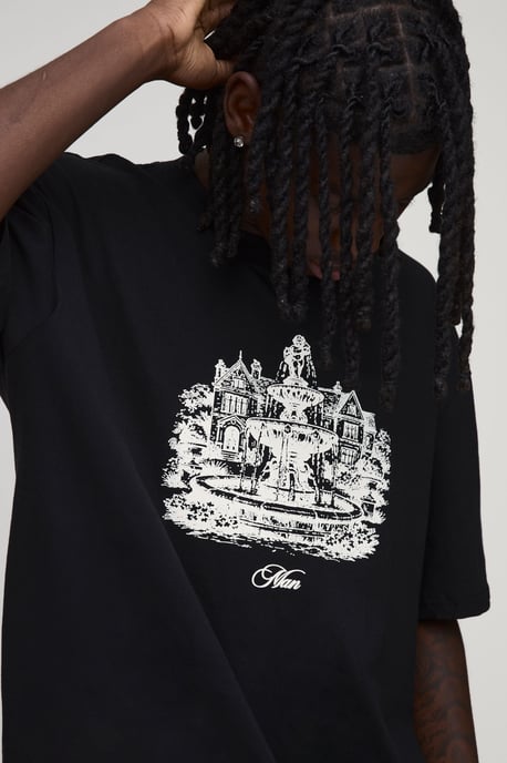 Oversized Boxy Fountain Print T-Shirt - Image 3