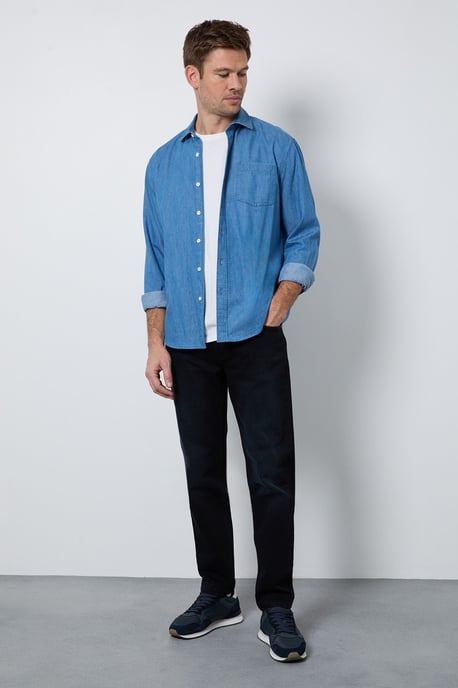 Blue Black Dark Wash Stretch Slim Fit Jean - Image 2