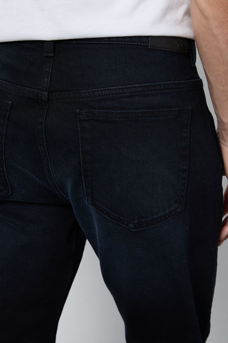 Blue Black Dark Wash Stretch Slim Fit Jean - Image 4