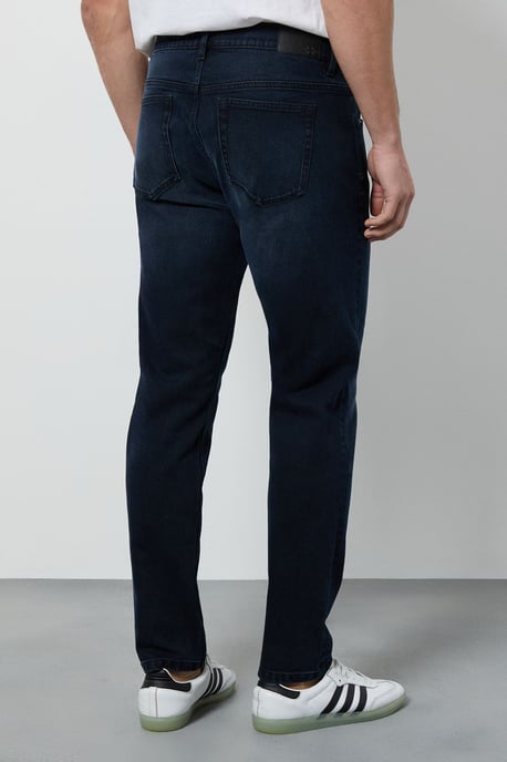 Blue Black Mid Wash Stretch Slim Fit Jean - Image 3