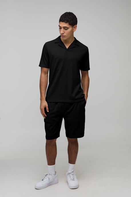 Slim Fit Waffle Revere Polo & Shorts Set - Image 4