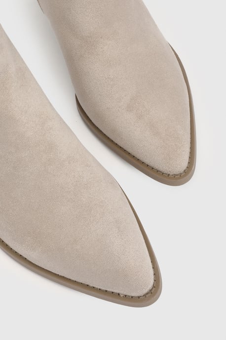 Debbie Faux Suede Covered Gusset Western Ankle Boots - Image 3